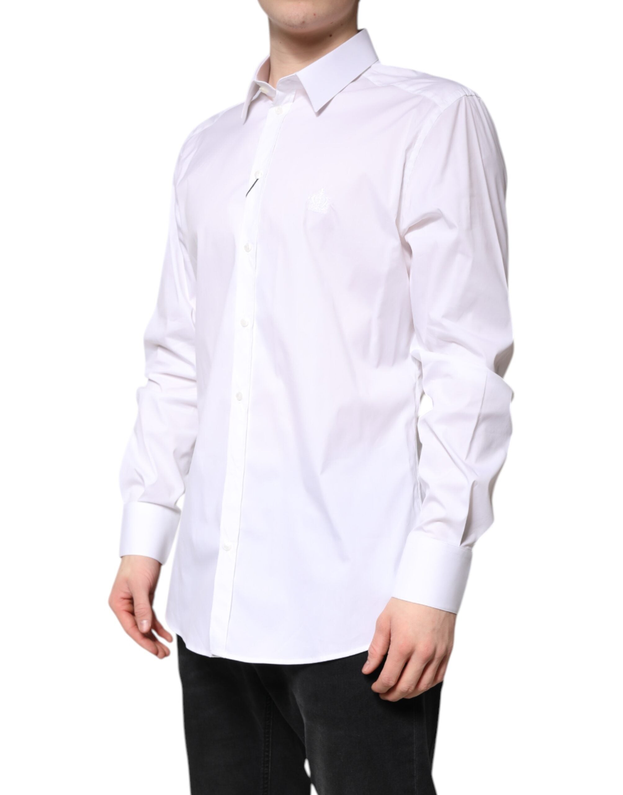 Dolce & Gabbana White Cotton GOLD Men Dress Formal Shirt