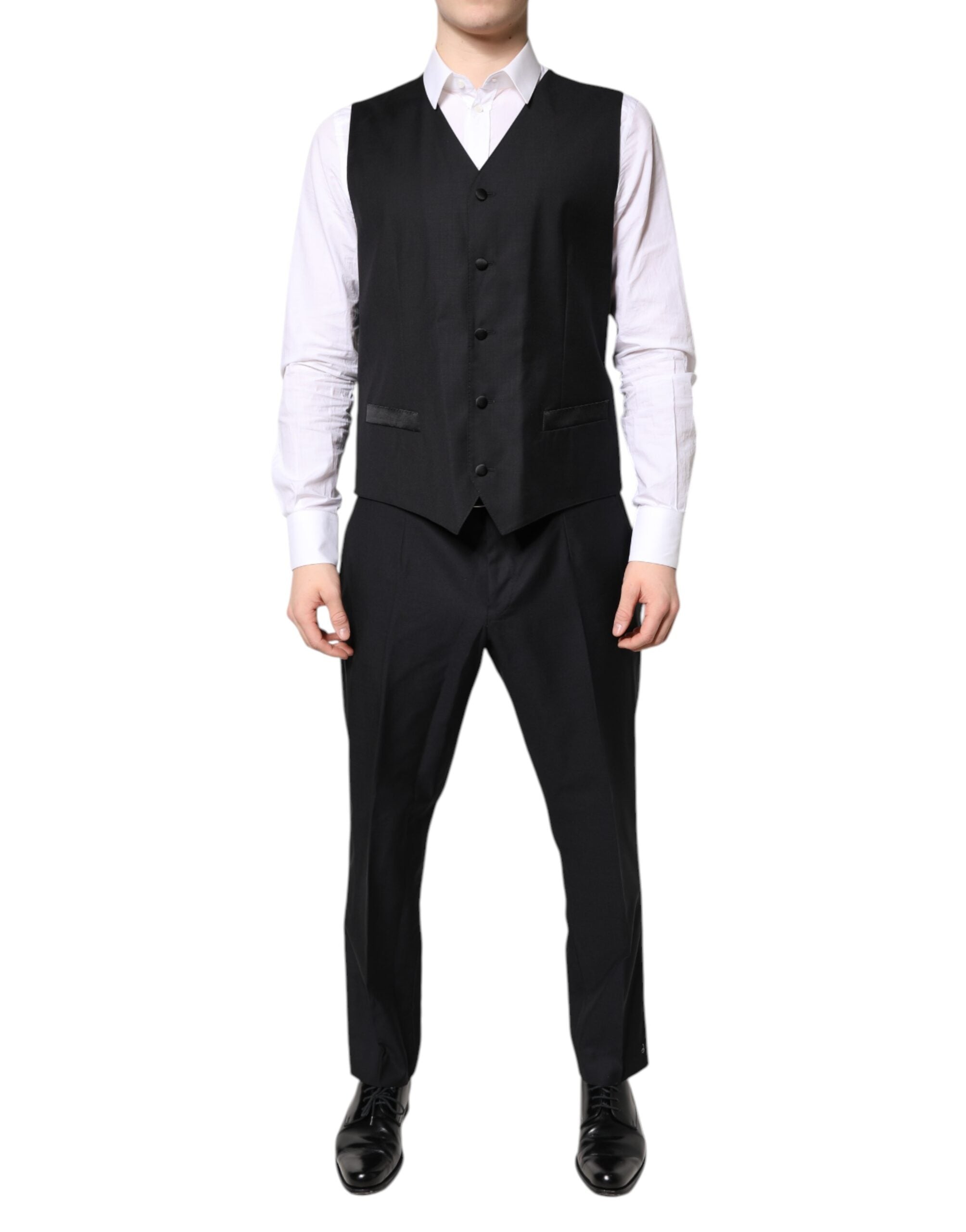 Dolce & Gabbana Black Double Breasted Formal 3 Piece Suit