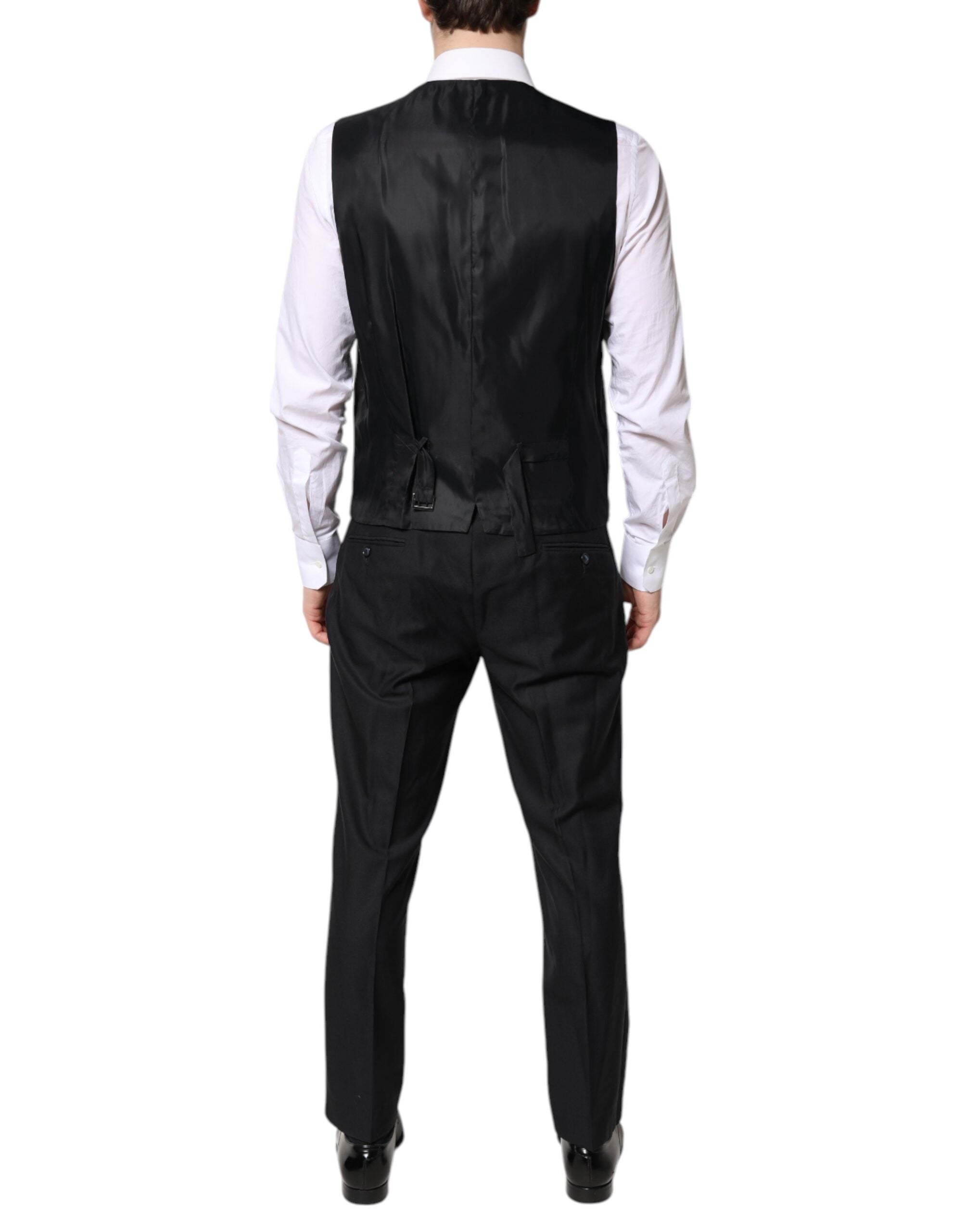 Dolce & Gabbana Black Double Breasted Formal 3 Piece Suit