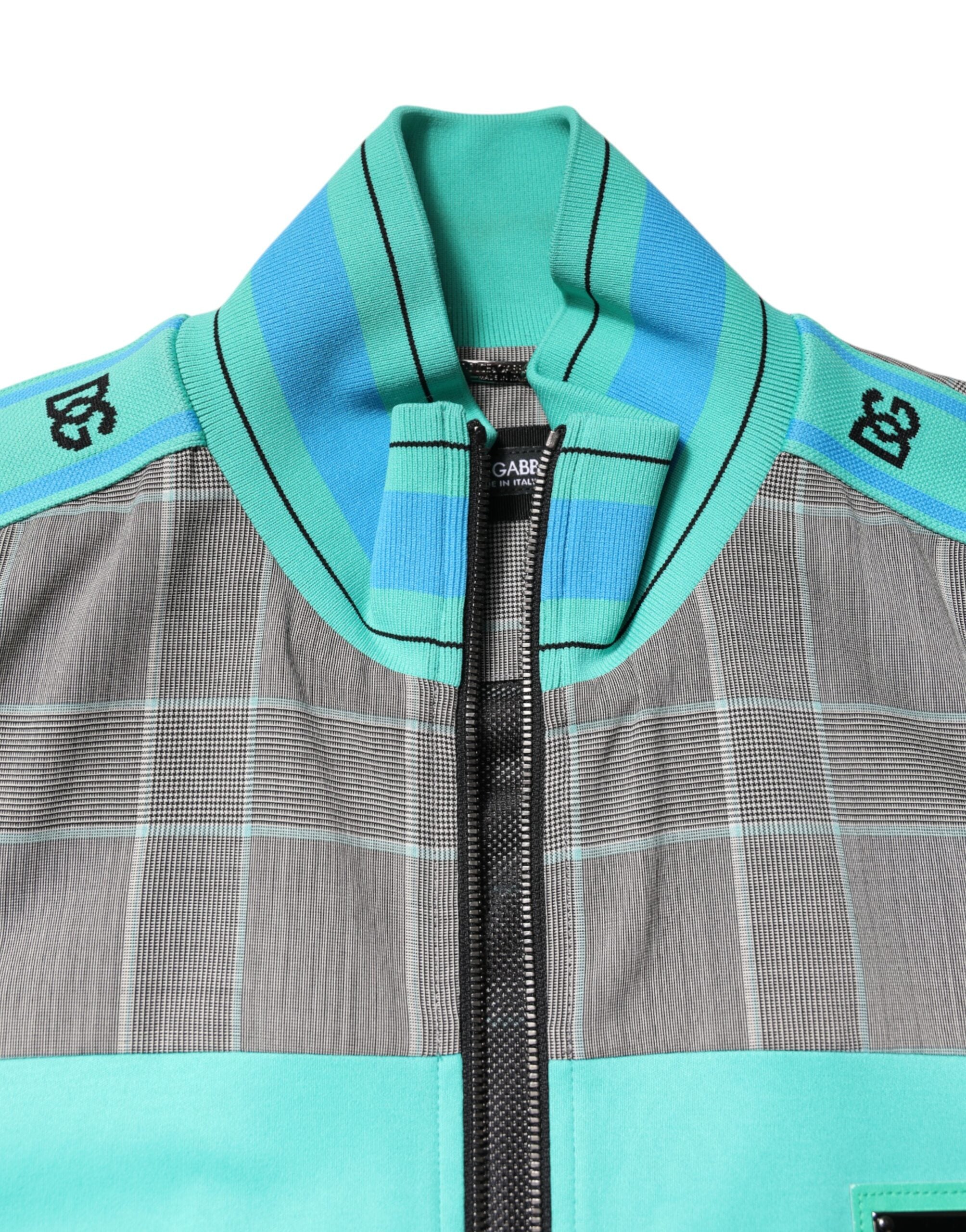 Dolce & Gabbana Multicolor Plaid Full Zip Windbreaker Jacket
