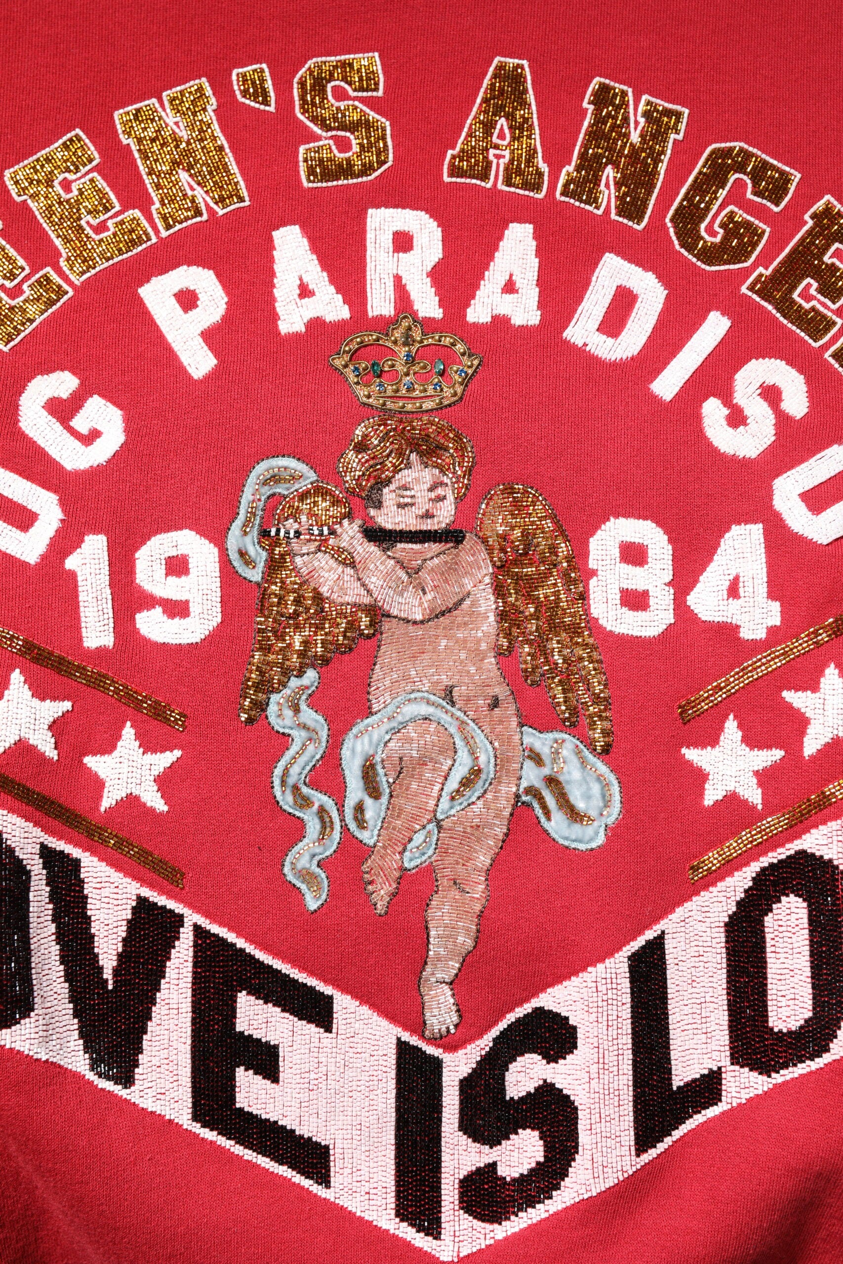 Dolce & Gabbana Red Sequin Knit Pullover Sweatshirt Sweater