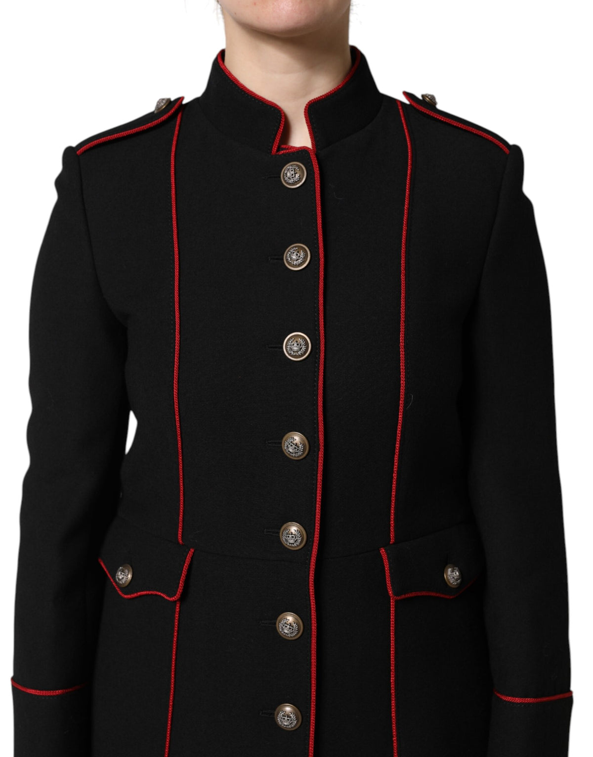 Dolce & Gabbana Black Wool Single Breasted Trench Coat Jacket