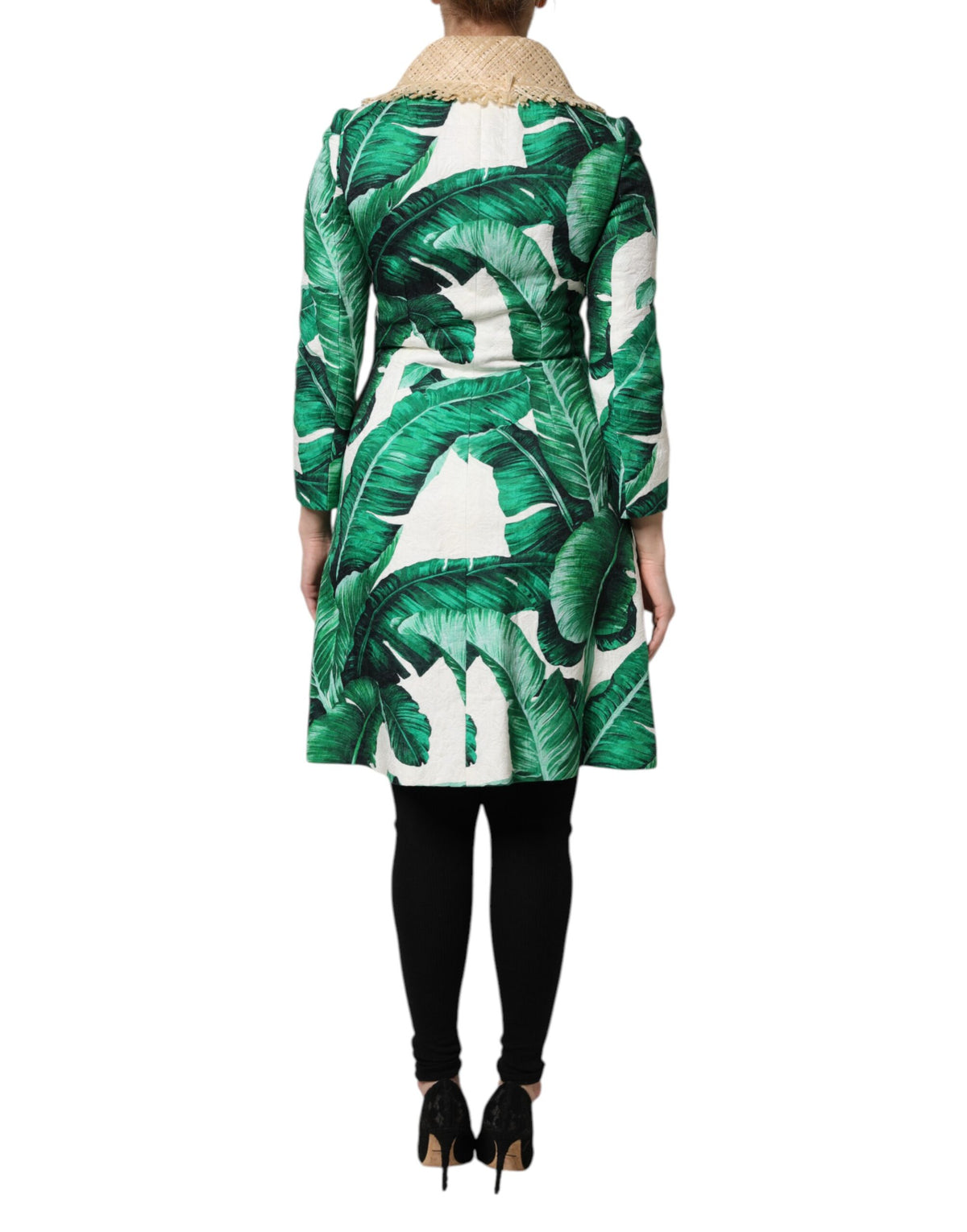 Dolce & Gabbana Multicolor Leaf Print Embellished Trenchcoat Jacket