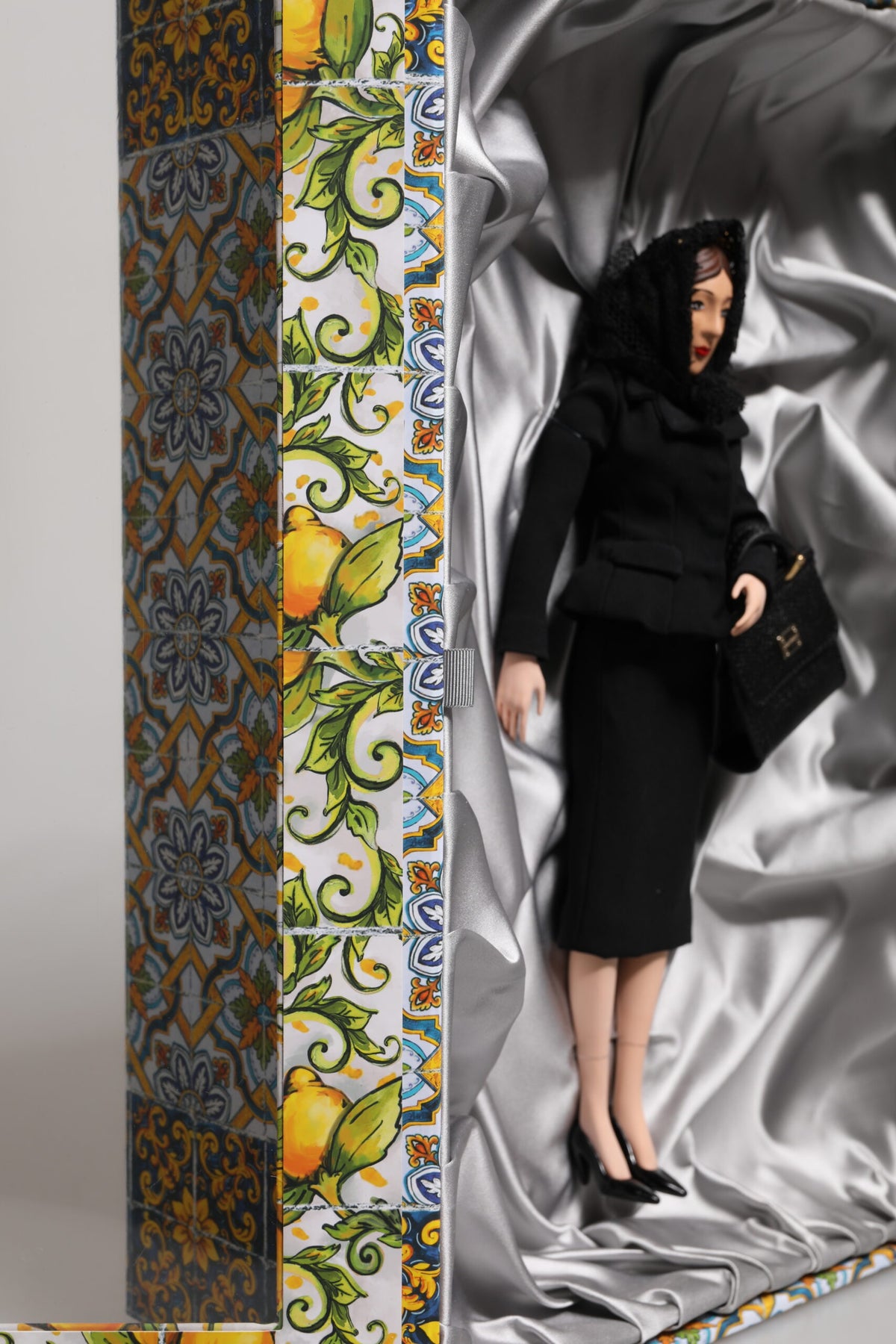 Dolce & Gabbana Black Dress Ceramic Porcelain Fashion Leather Sicily Dolls