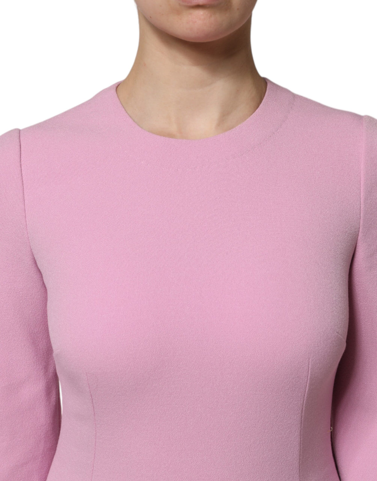 Dolce & Gabbana Pink Polyester Long Sleeves Sheath Mini Dress