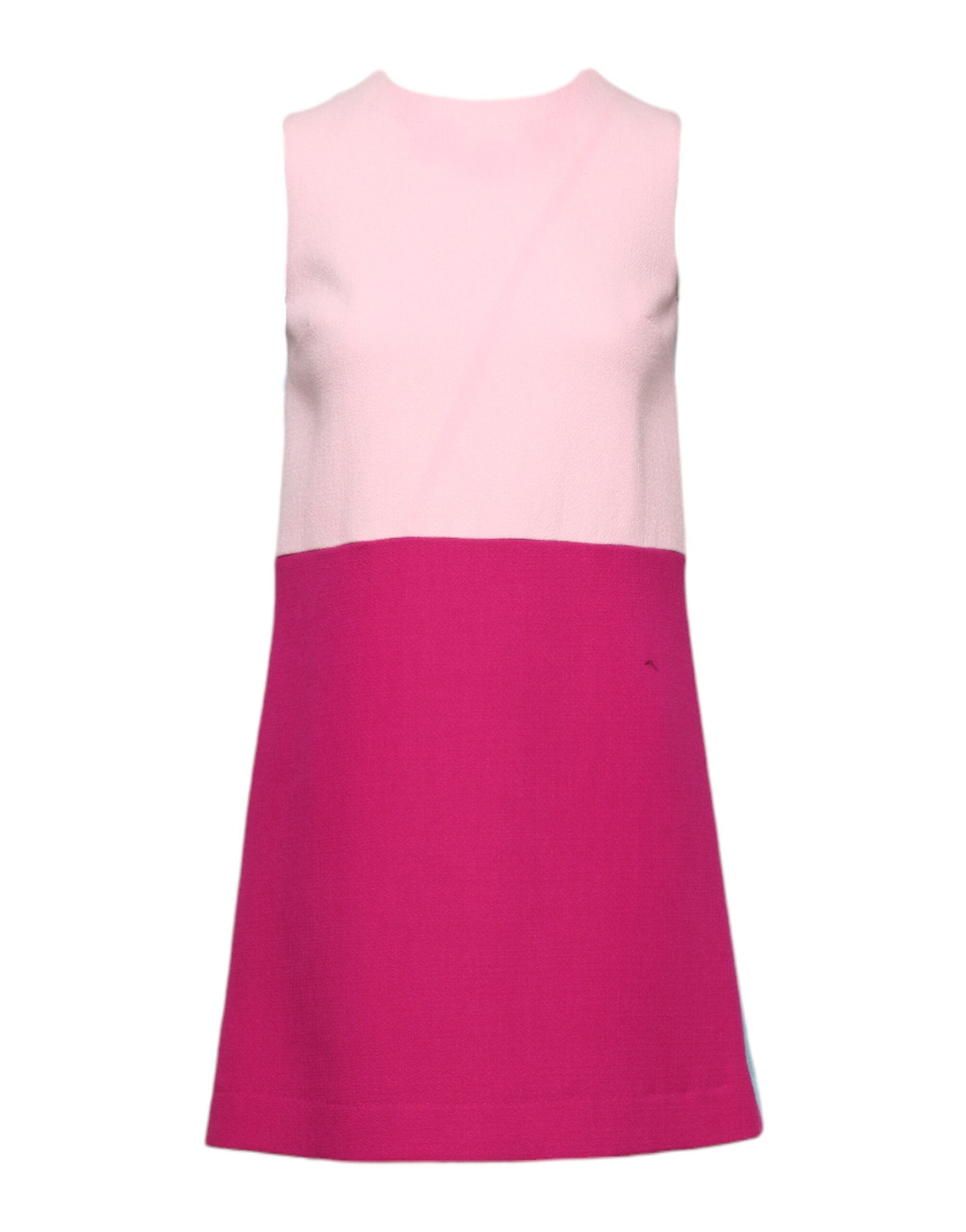 Dolce & Gabbana Pink Blue Wool Sleeveless Shift Mini Dress