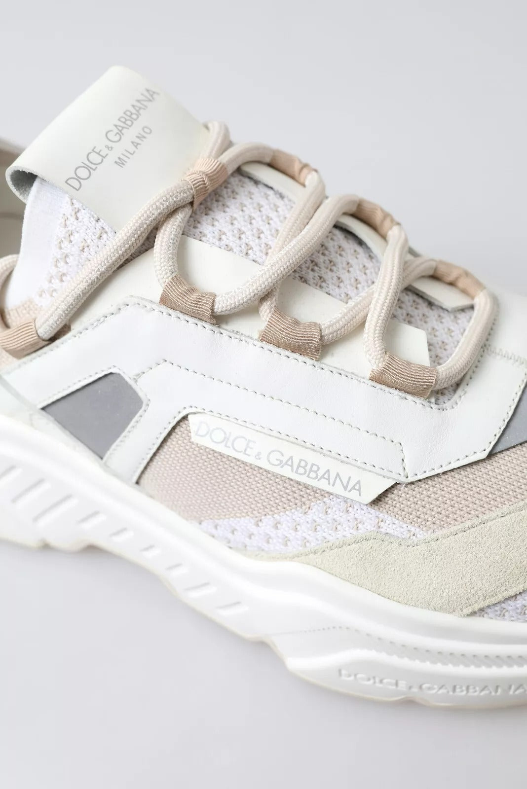 Dolce & Gabbana Sneakers White Beige Leather Sport DAYMASTER Shoes