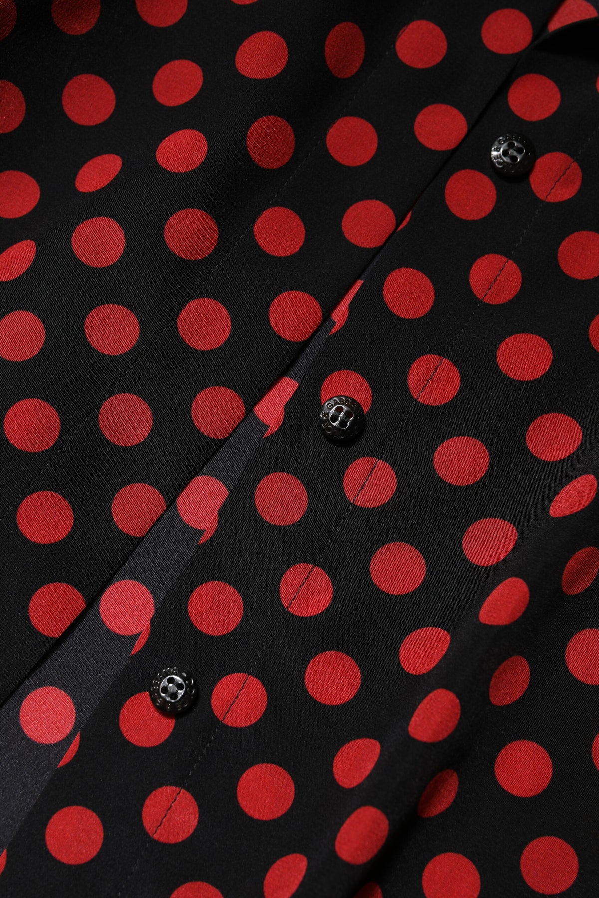 Dolce & Gabbana Black Red Polka Dot Silk Long Sleeves Top
