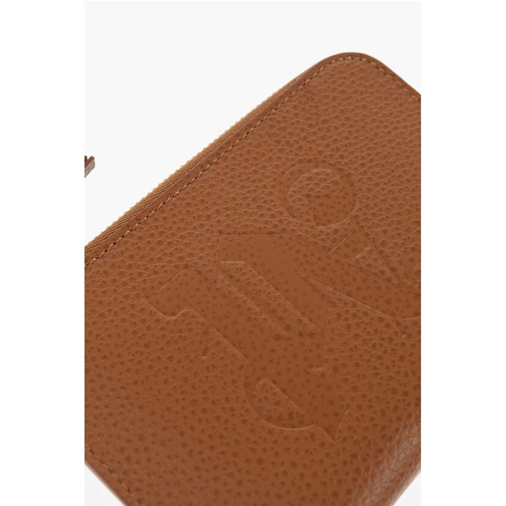 Palm Angels Textured Leather Wallet with Zip Closure