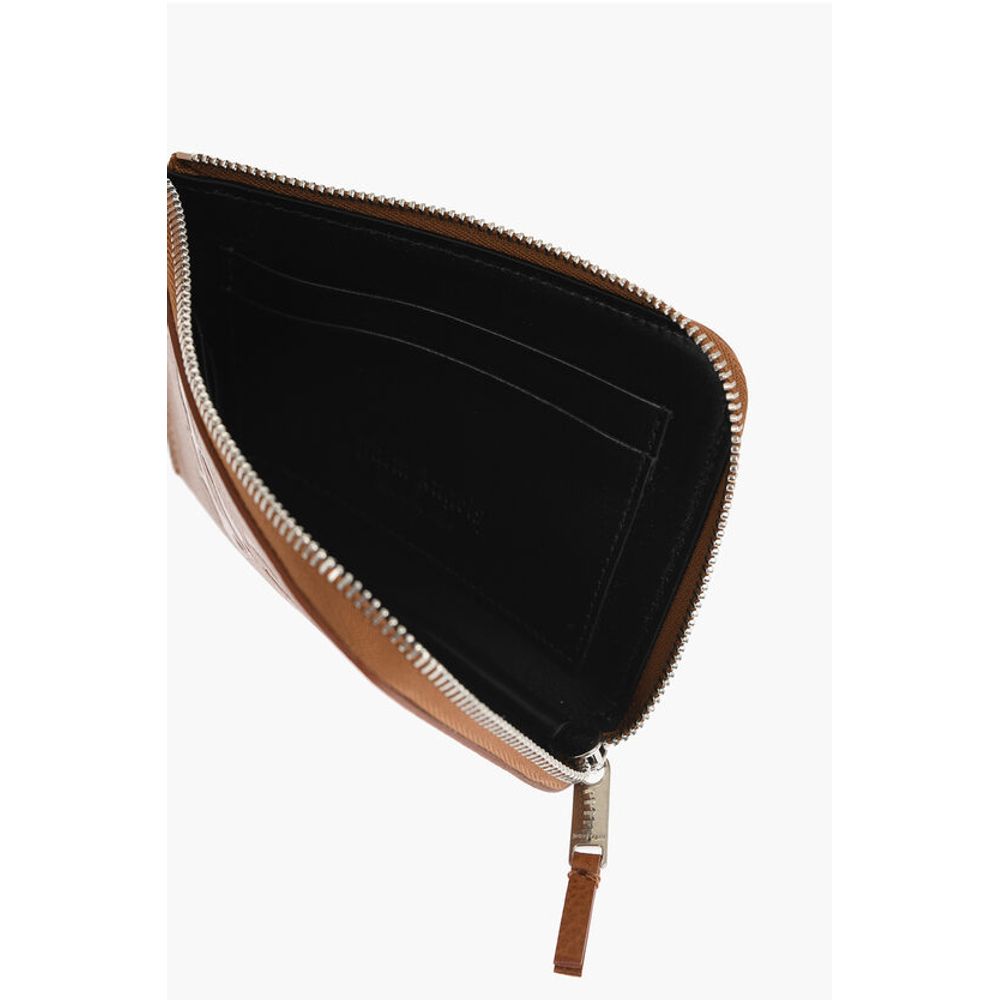 Palm Angels Textured Leather Wallet with Zip Closure