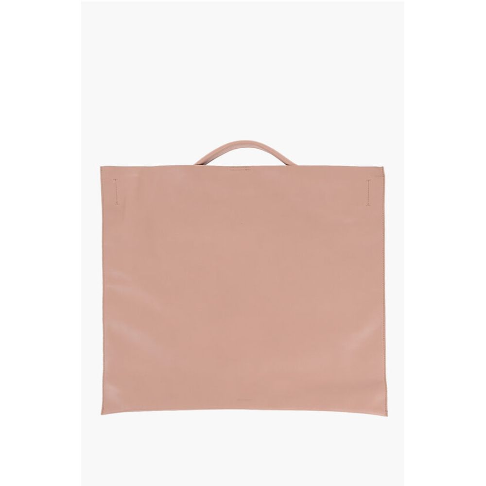 Jil Sander Leather Tote Bag with Snap Closure