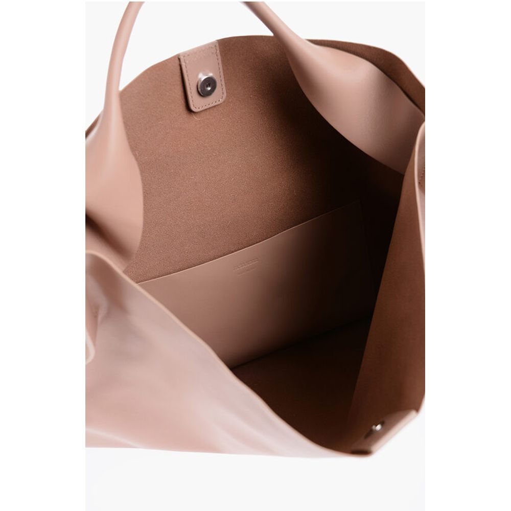 Jil Sander Leather Tote Bag with Snap Closure