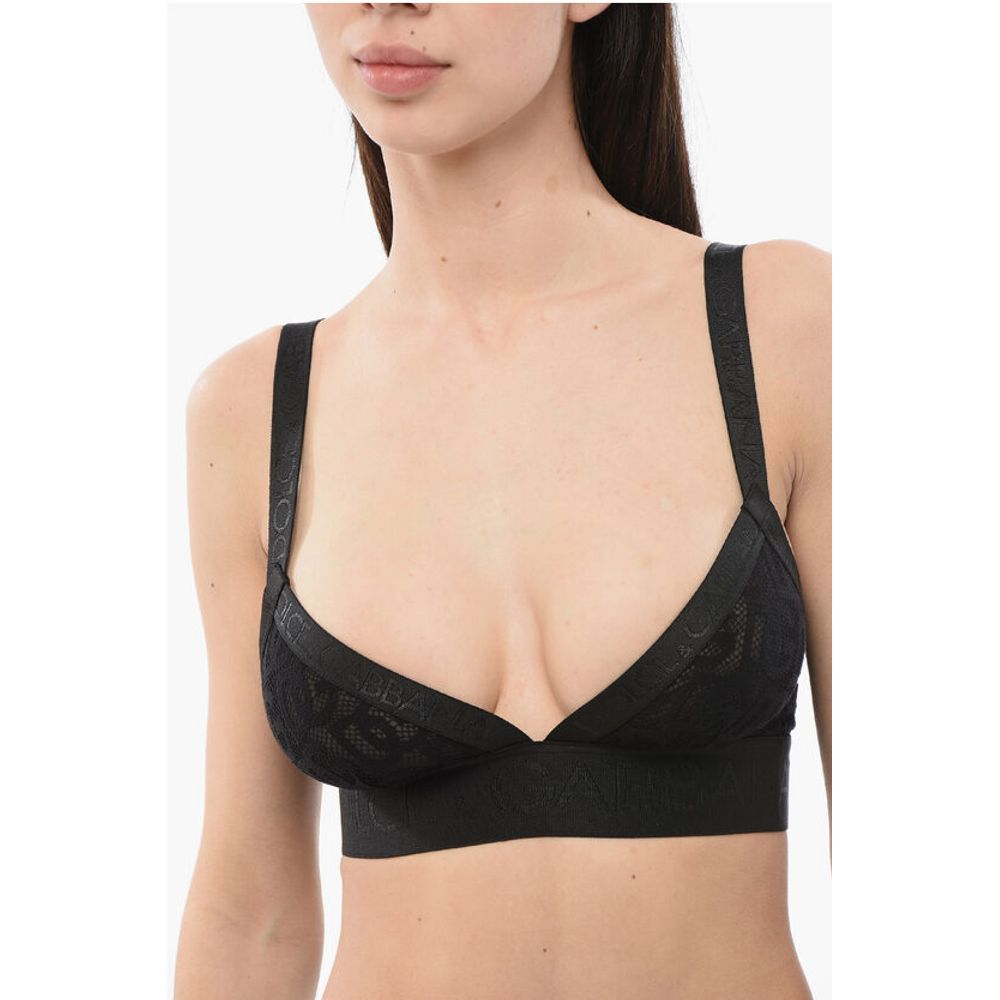 Dolce & Gabbana Lace Logoed Bra with Stretchy band