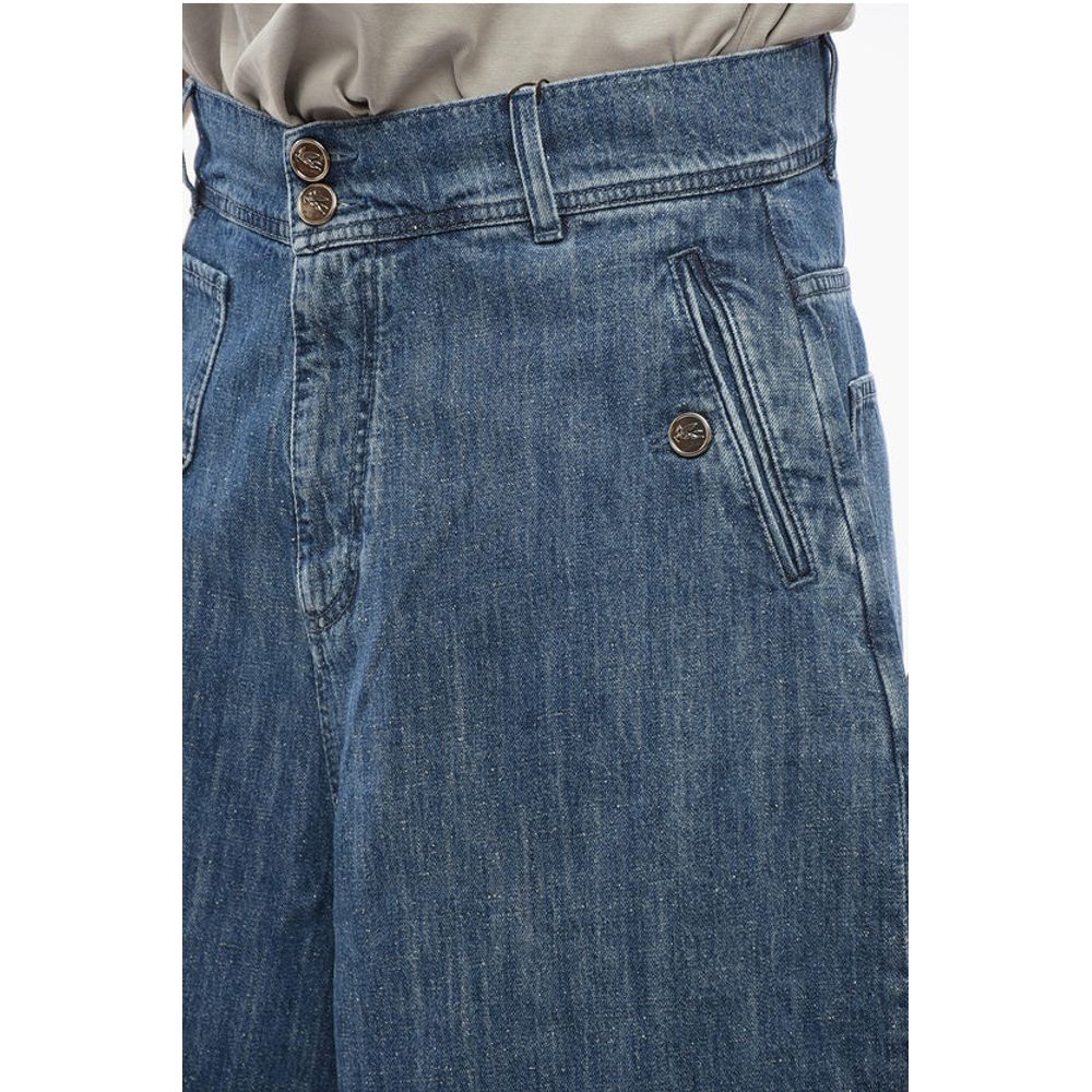 Etro Flared Fit Denim Shorts with Belt Loops