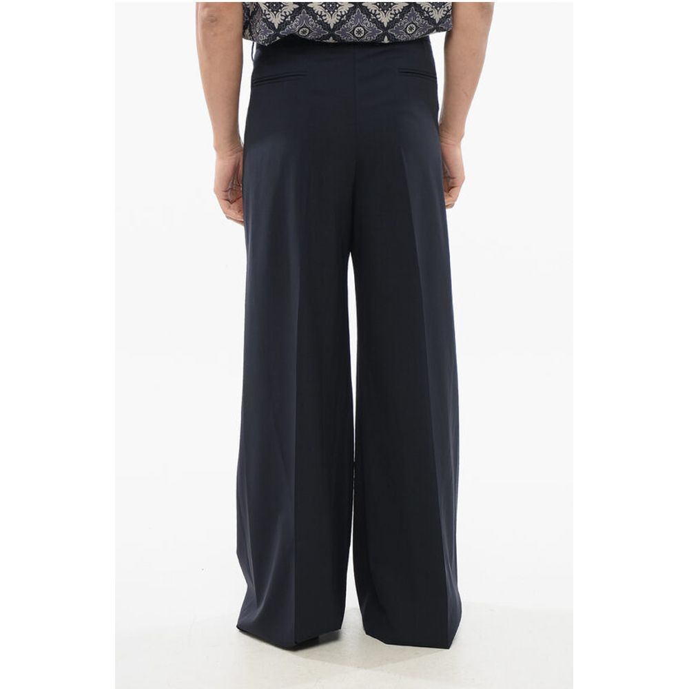 Etro Double-pleated Wool Blend Pants with Belt Loops