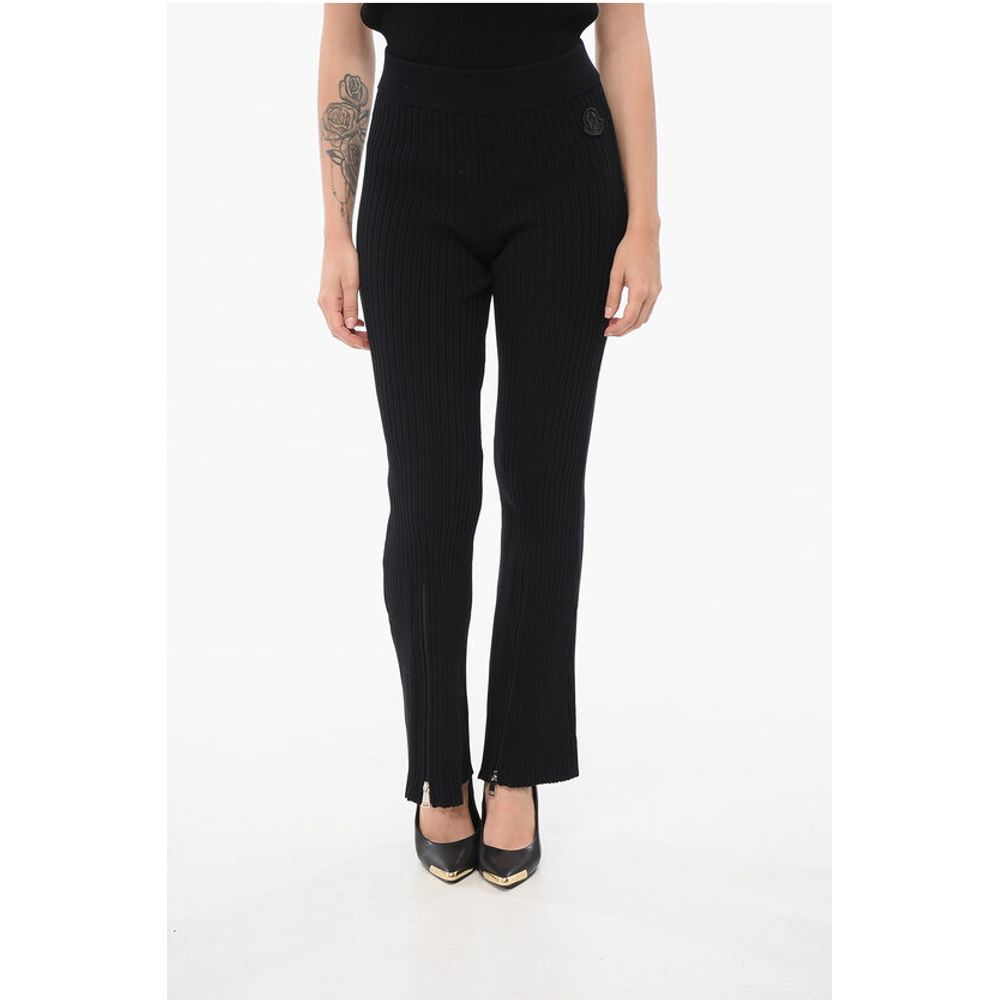 Moncler Ribbed Bootcut Leggings with Zipped Ankles