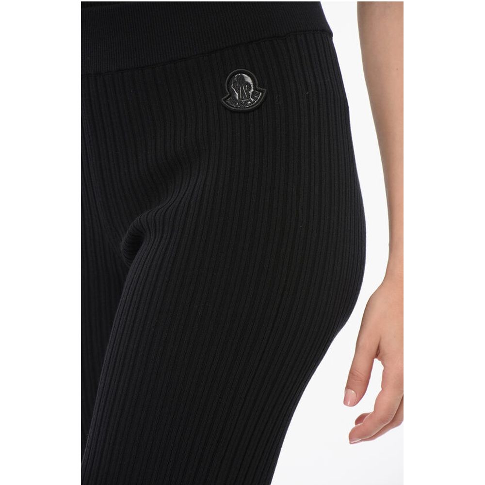 Moncler Ribbed Bootcut Leggings with Zipped Ankles