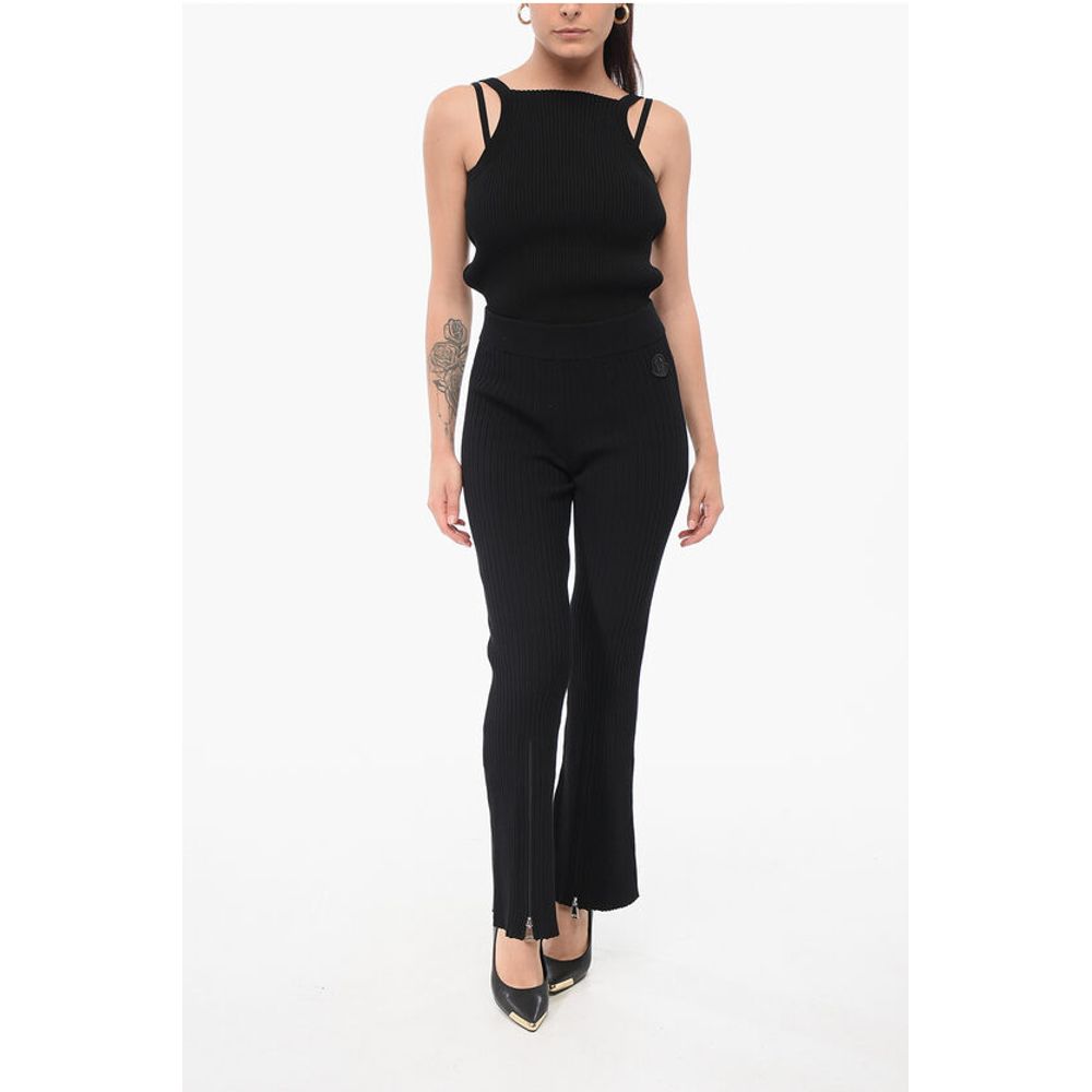 Moncler Ribbed Bootcut Leggings with Zipped Ankles
