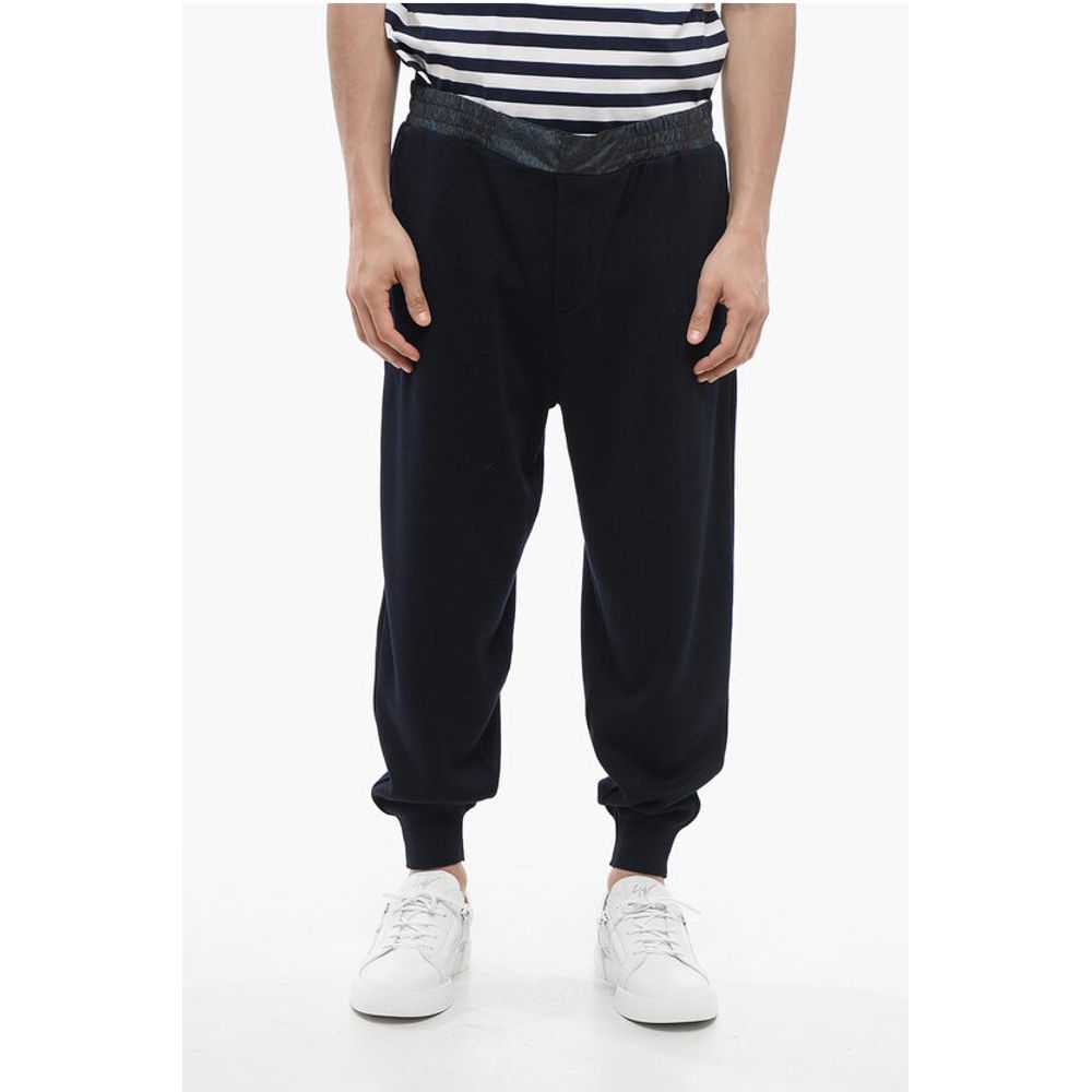 Etro Knitted Sweatpants with Paisley Patterned Nylon Elastic Wais