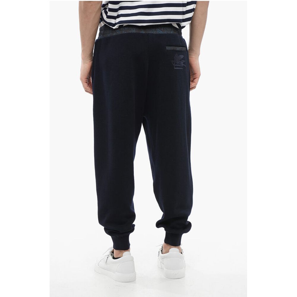 Etro Knitted Sweatpants with Paisley Patterned Nylon Elastic Wais