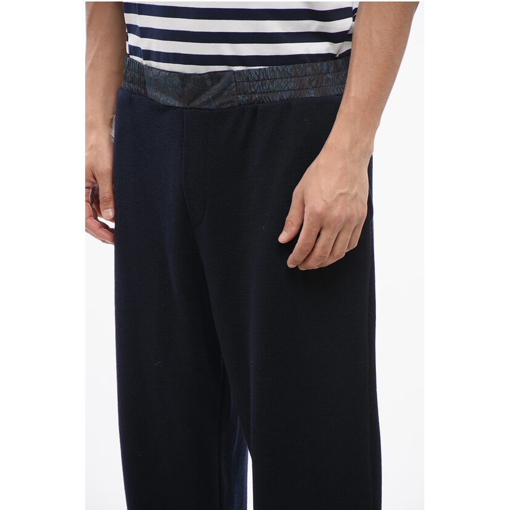 Etro Knitted Sweatpants with Paisley Patterned Nylon Elastic Wais