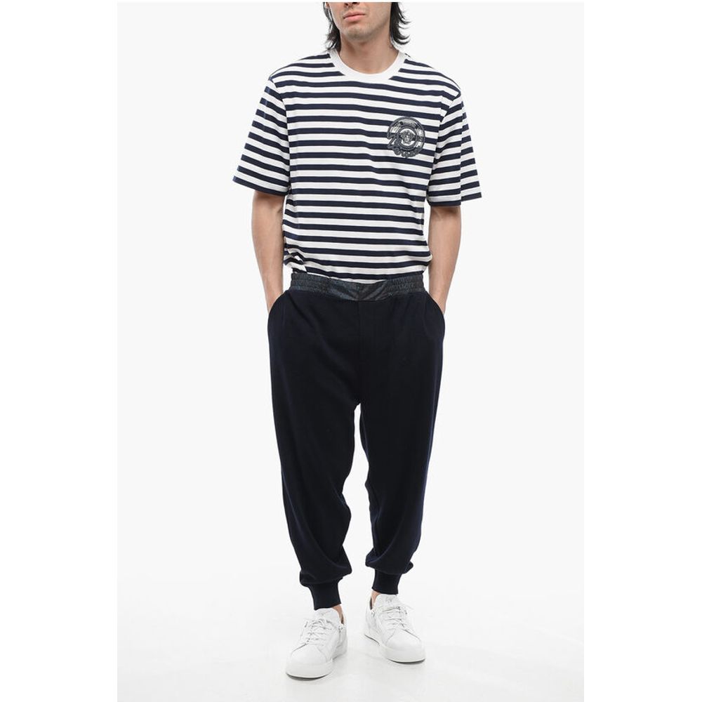 Etro Knitted Sweatpants with Paisley Patterned Nylon Elastic Wais
