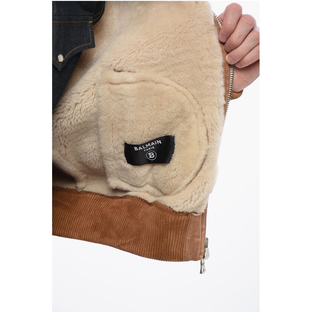 Balmain Monogrammed Shearling Bomber Jacket