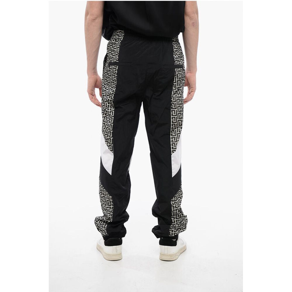 Balmain Nylon MULTICUTS Sweatpants with Monogram Inserts