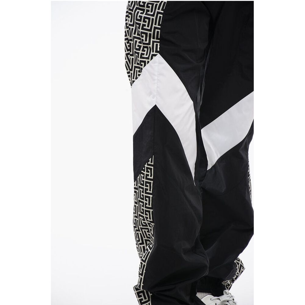 Balmain Nylon MULTICUTS Sweatpants with Monogram Inserts