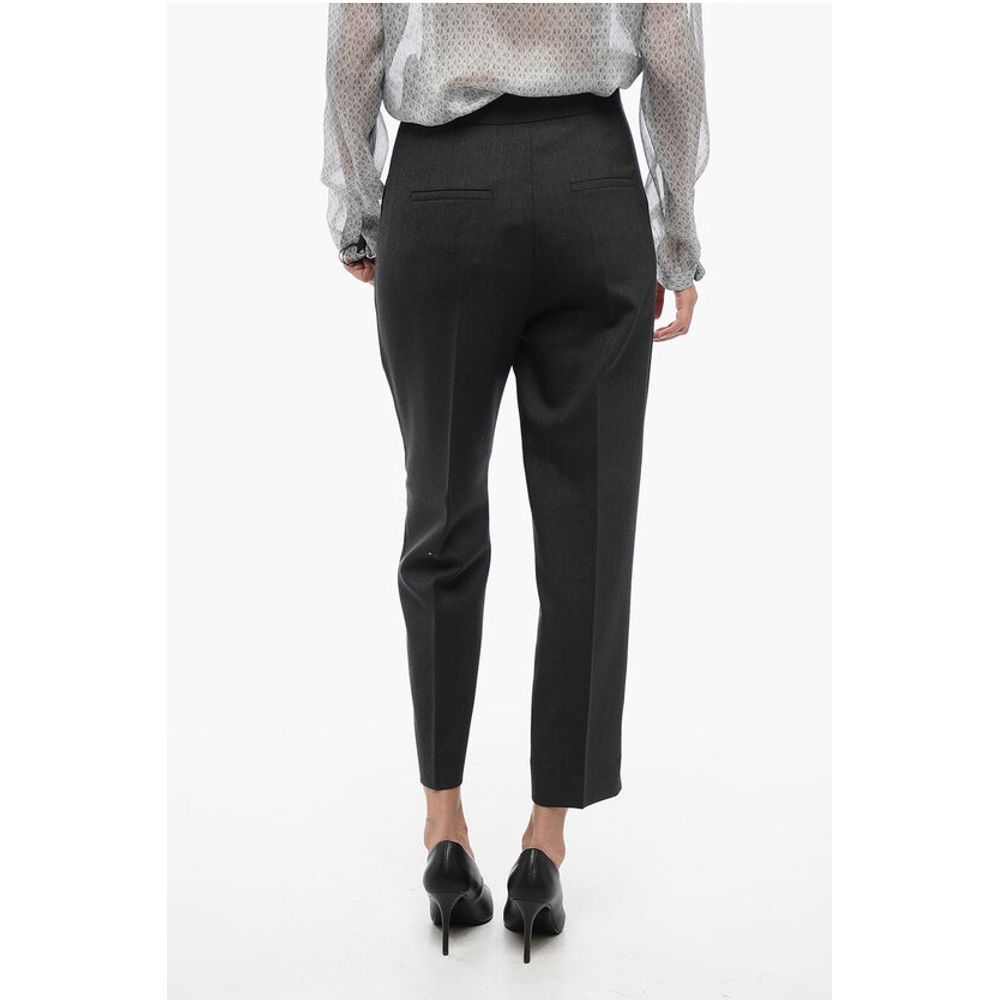 Chloé Front-pleated Pants with Hopsack Motif