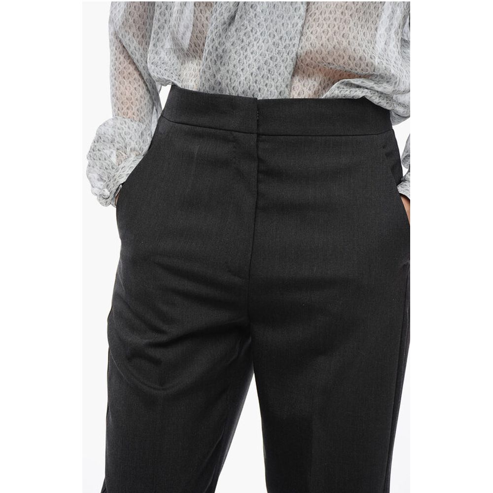 Chloé Front-pleated Pants with Hopsack Motif