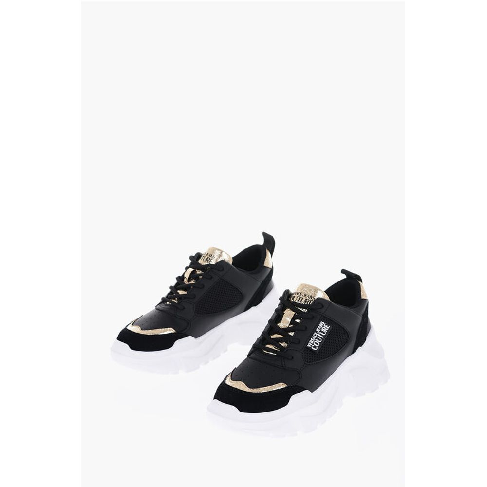 Versace JEANS COUTURE Leather SPEEDTRACK Sneakers with Golden Detail