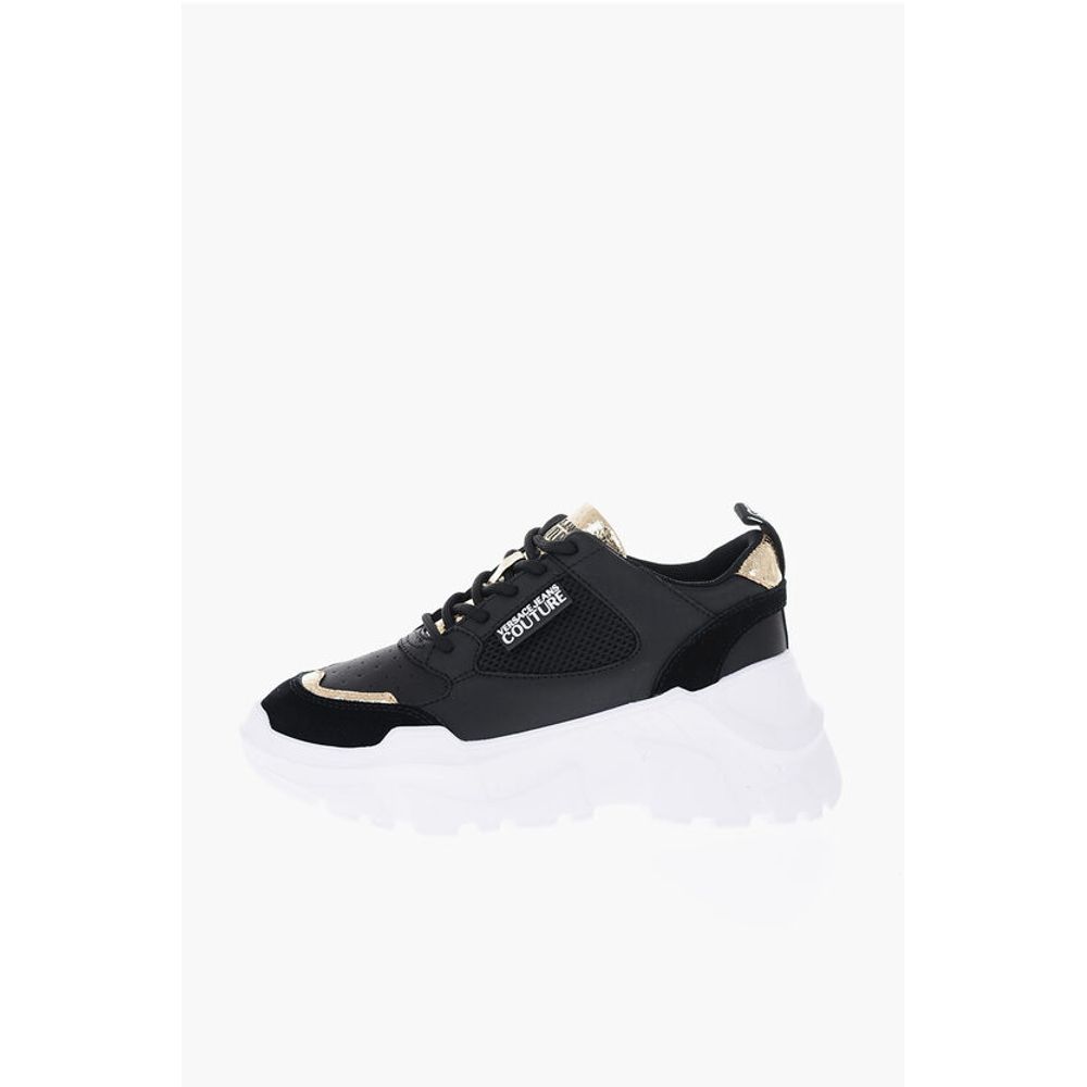 Versace JEANS COUTURE Leather SPEEDTRACK Sneakers with Golden Detail