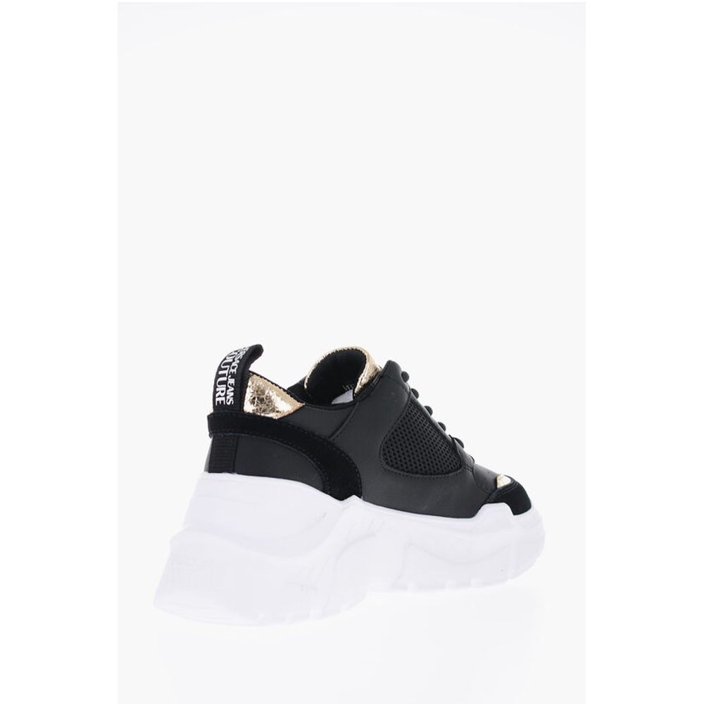 Versace JEANS COUTURE Leather SPEEDTRACK Sneakers with Golden Detail