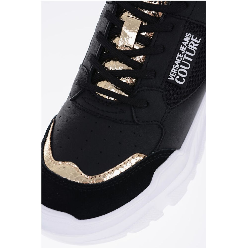 Versace JEANS COUTURE Leather SPEEDTRACK Sneakers with Golden Detail