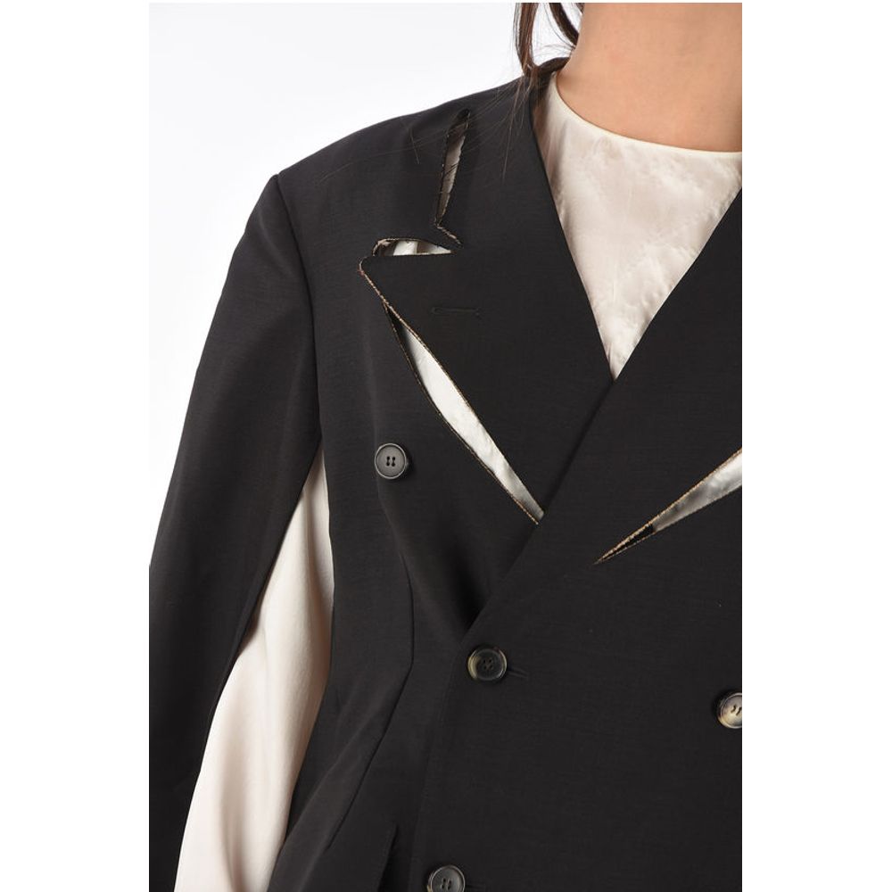 Maison Margiela MM0 cut out details double breasted coat