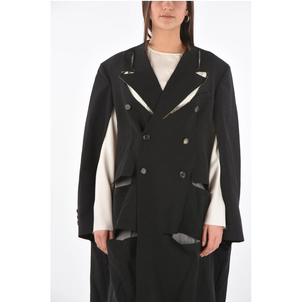 Maison Margiela MM0 cut out details double breasted coat