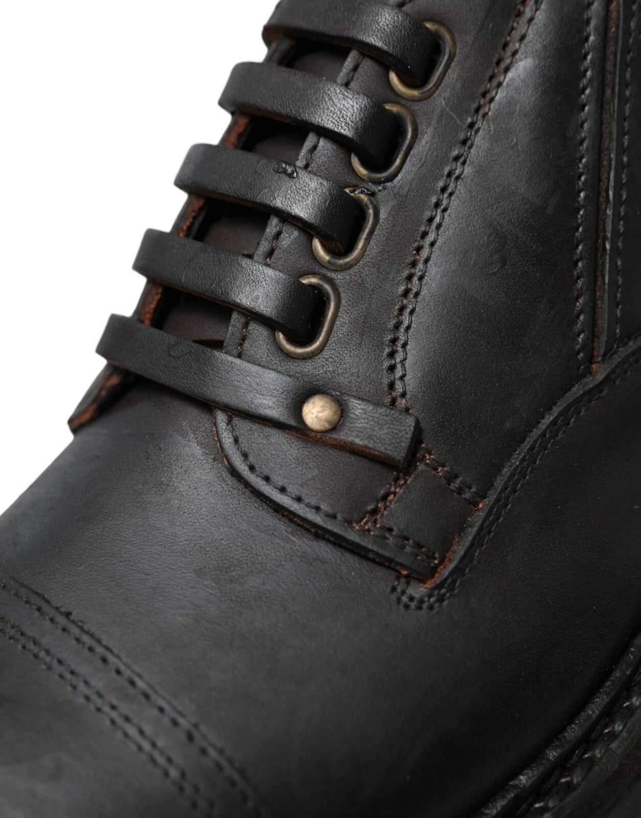 Dolce & Gabbana Brown Leather Lace Up Derby Dress Shoes