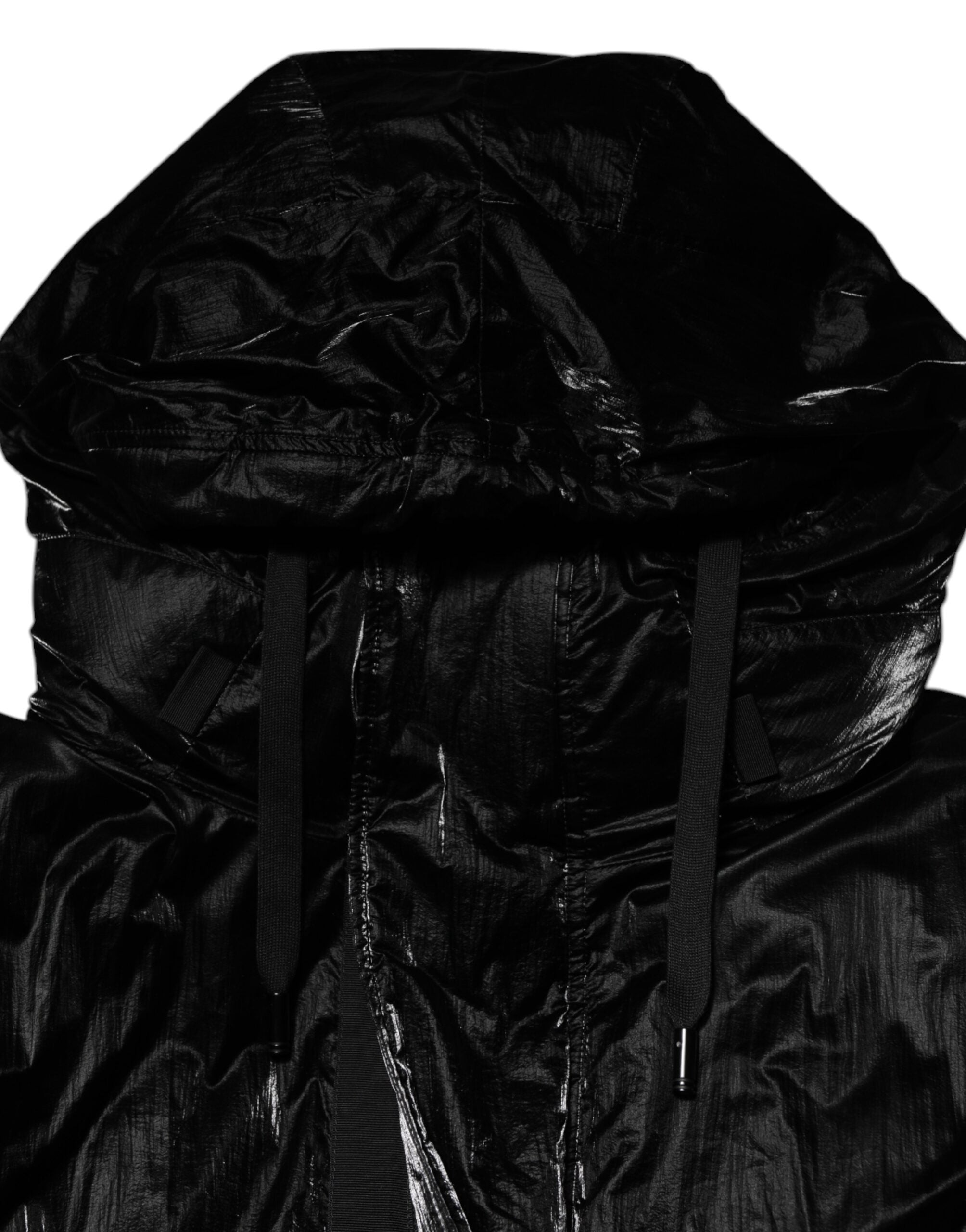 Dolce & Gabbana Black Logo Full Zip Hooded Quilted Jacket