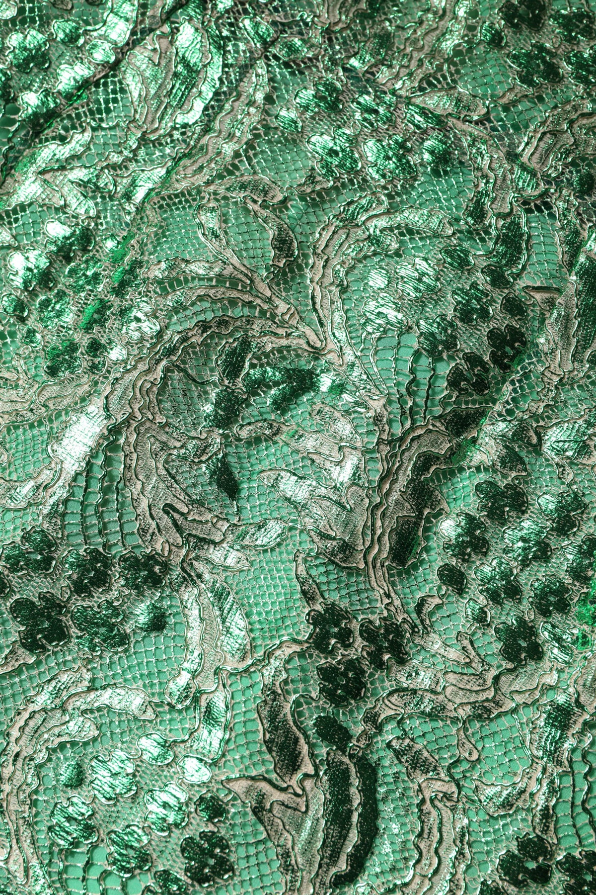 Dolce & Gabbana Green Cotton Floral Lace Sheath Midi Dress