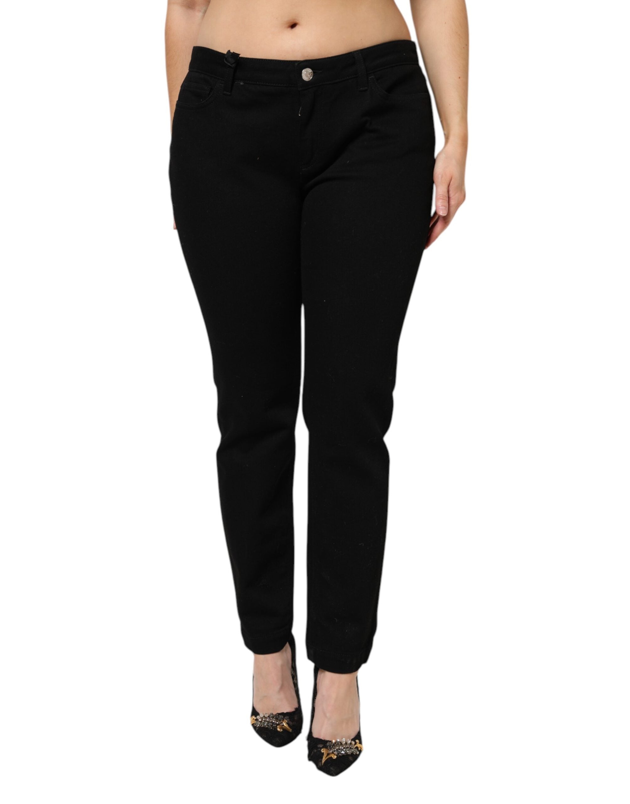 Dolce & Gabbana Black Cotton Low Waist Skinny Denim Jeans