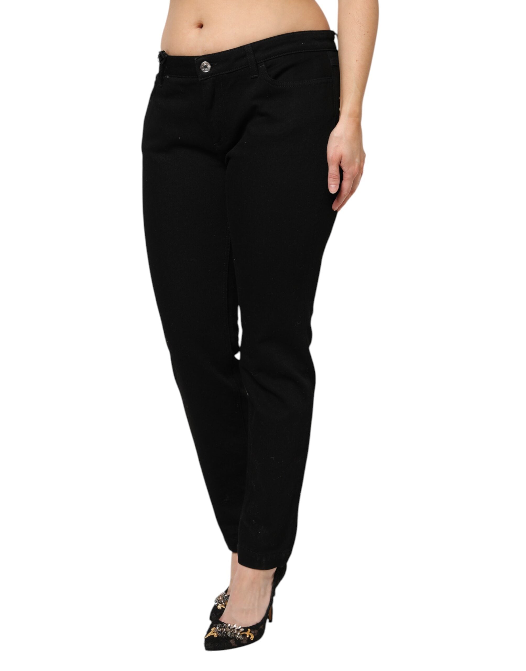 Dolce & Gabbana Black Cotton Low Waist Skinny Denim Jeans