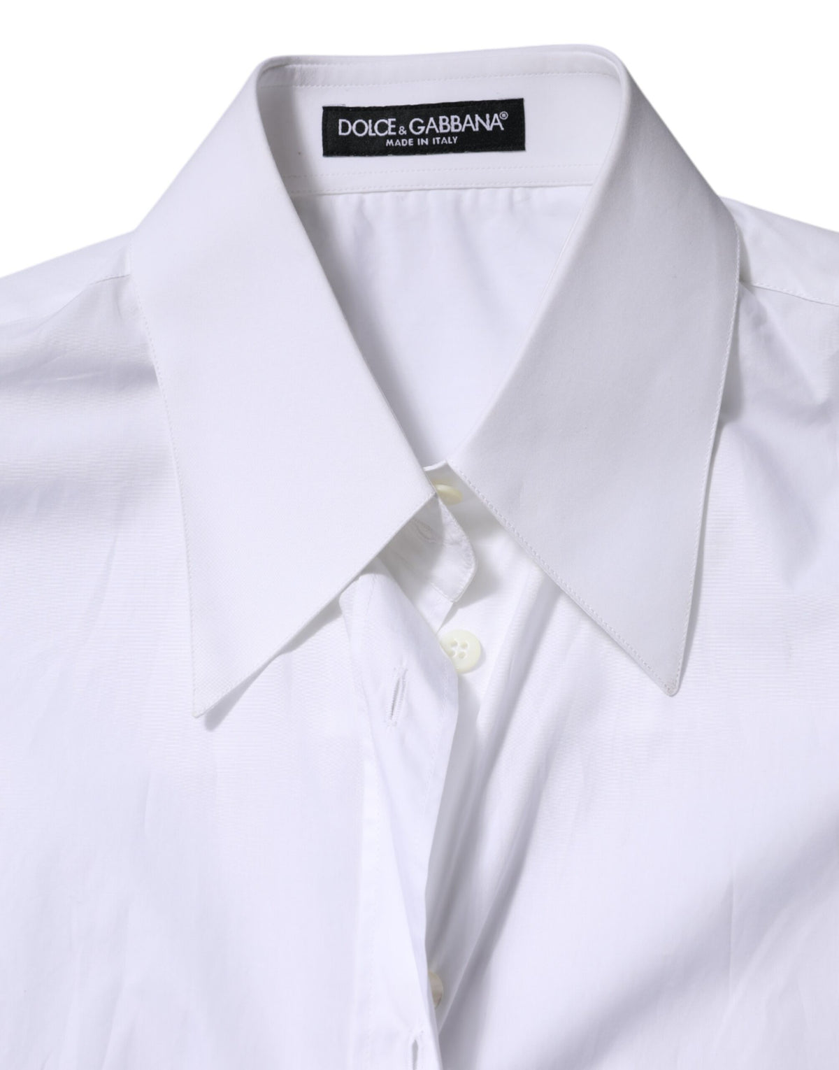 Dolce & Gabbana White Cotton Collared Shirt Long Sleeve Top