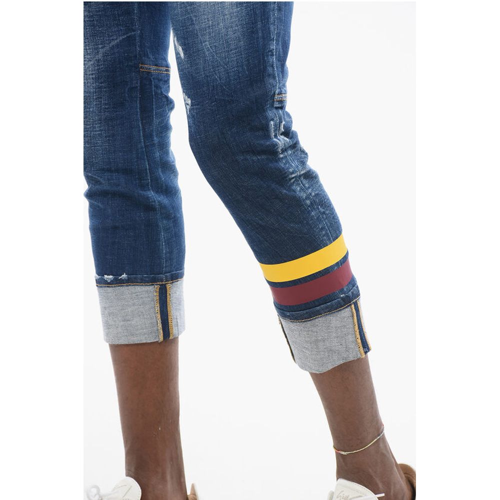 Dsquared² Dark Washed Sailor Fit Denims with Printed Bands 15cm