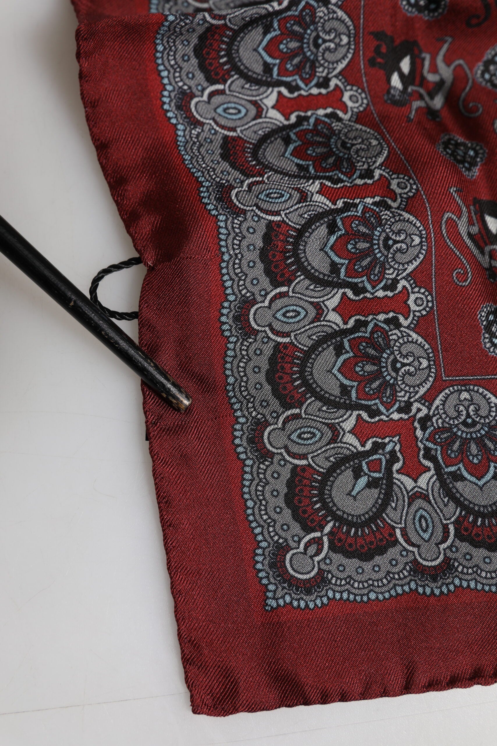 Dolce & Gabbana Maroon Monkey Print Silk Square Foulard Scarf