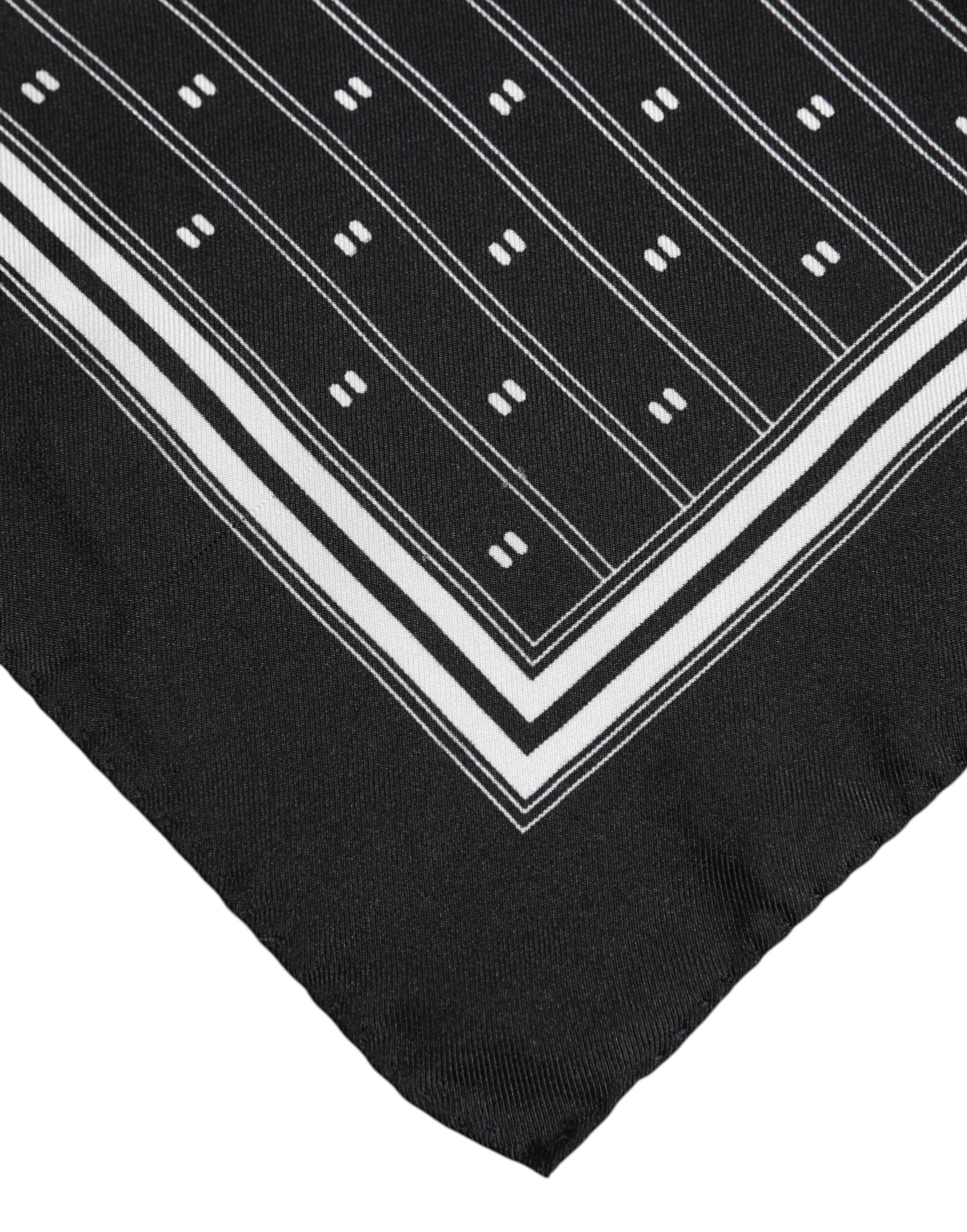 Dolce & Gabbana Black White Printed Silk Square Foulard Scarf