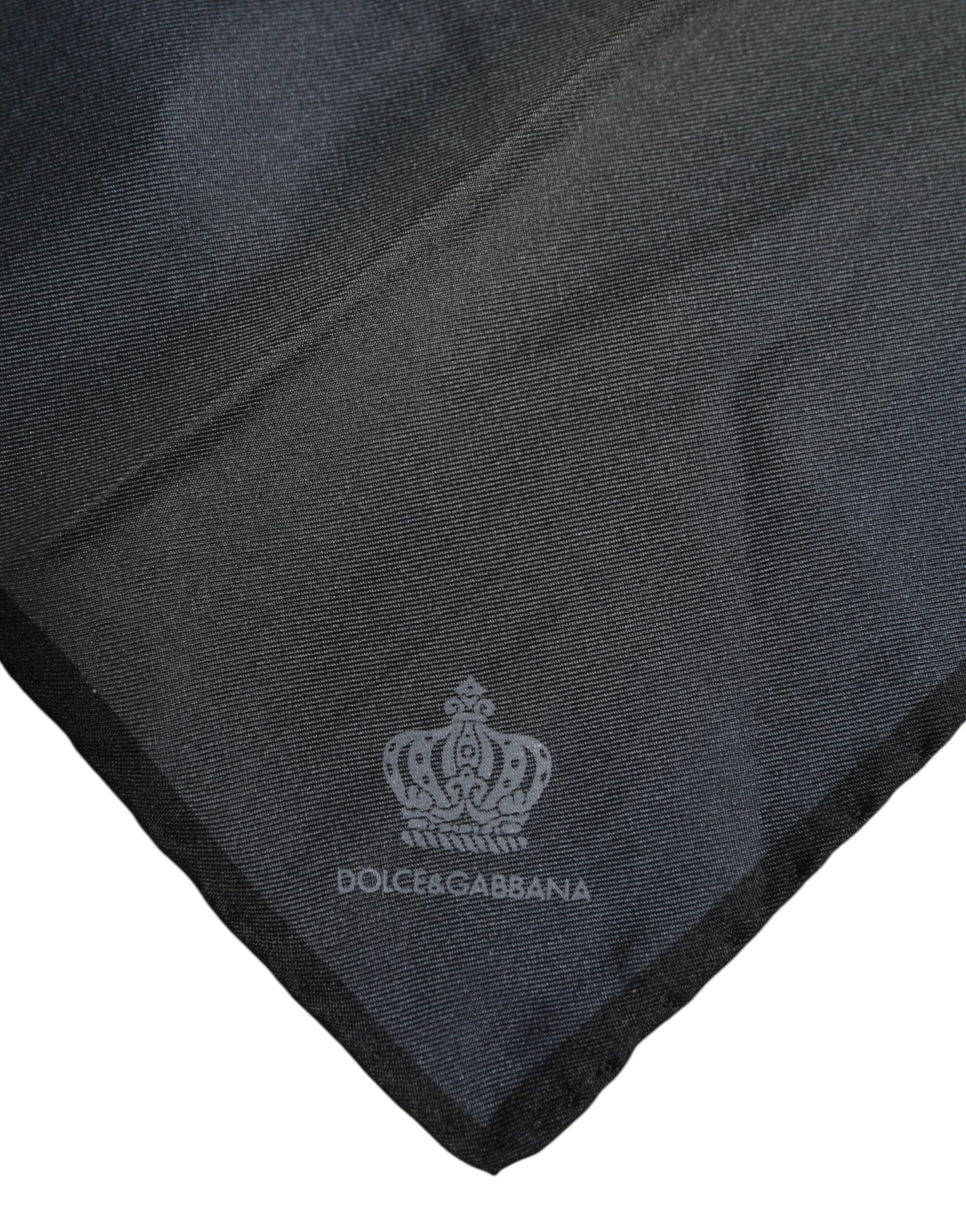 Dolce & Gabbana Blue DG Crown Silk Square Men Foulard Scarf