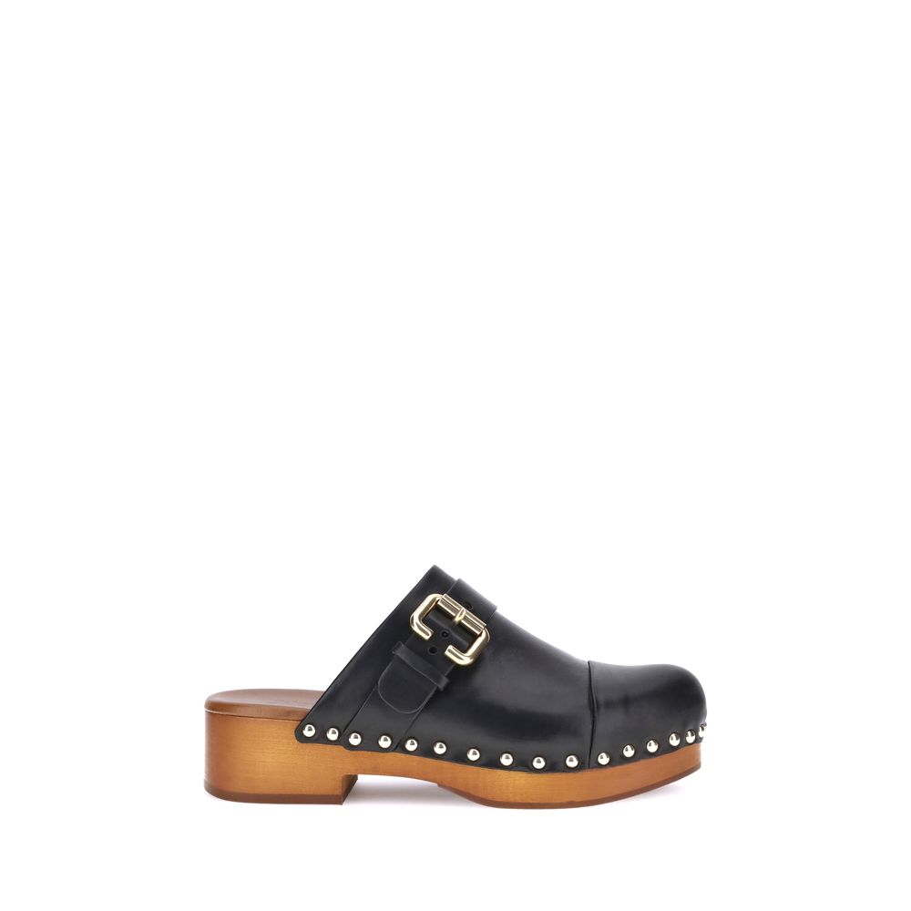 Chloé Black Calf Leather Bos Taurus Clogs