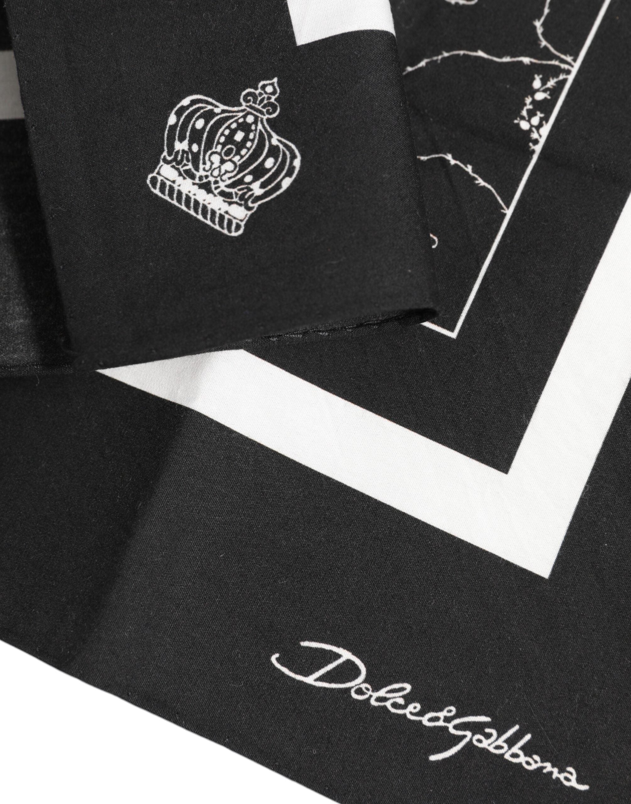 Dolce & Gabbana Black White Printed Square Foulard Scarf
