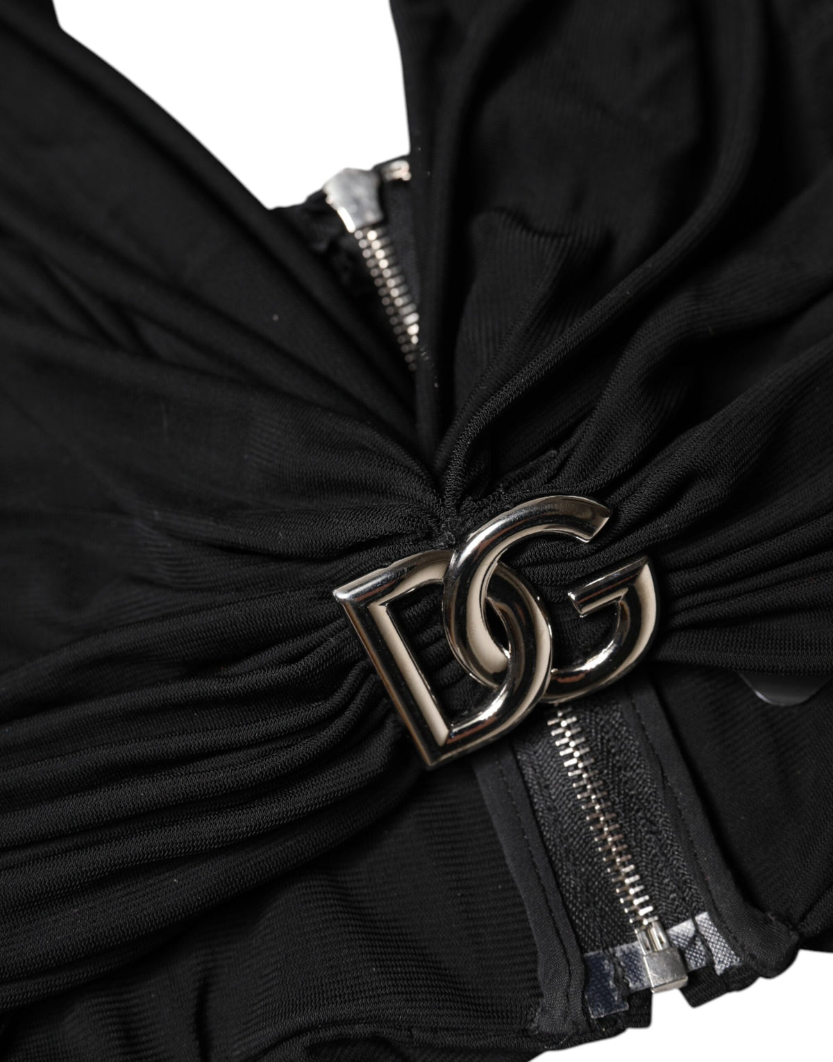 Dolce & Gabbana Black Cropped Viscose Halter Bustier Top